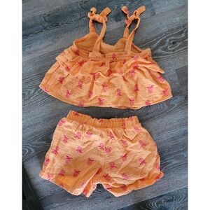 Cat &‎ Jack Girls 5T Orange Pink Pineapple Print Tank Top Shorts Set Outfit #7